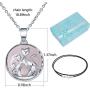 Majitangcun Round Healing Crystal Necklace Chakra Gemstone Amulet Lucky Cat Charm Meditation Reiki Stone Jewelry with Stainless Steel Chain Gift Box