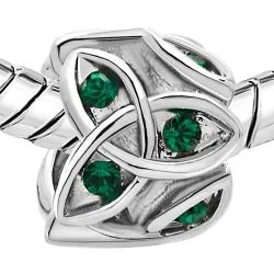 LilyJewelry Green Celtic Trinity Knot Charm Claddagh Irish Beads Fits European Bracelets