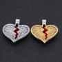 Senteria Hip Hop Iced-Out Men Necklace Rapper 18K Gold Plated CZ Fully Bling Bubble Broken Heart Pendant Necklace Chain for Men Women Fashion Jewelry Gifts