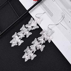 Nicole Miller New York Silvertone Casted Cutout Layered Butterfly Fashion Dangle Earrings