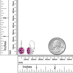 Gem Stone King 925 Sterling Silver Pink Created Sapphire Dangle Earrings For Women (4.80 Ct Oval 9X7MM)