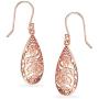 River Island Rose Gold Flashed Sterling Silver Dangle Filigree Teardrop Hook Earrings