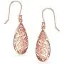 River Island Rose Gold Flashed Sterling Silver Dangle Filigree Teardrop Hook Earrings