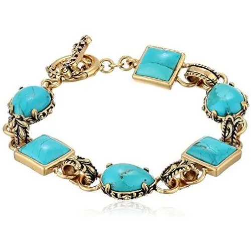 Barse Jubilee Bronze and Turquoise Toggle Bracelet, 8'' Barse Jubilee Bronze and Turquoise Toggle Bracelet, 8''