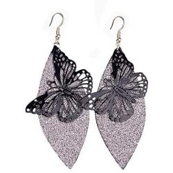 Womens Butterfly Dangle Earrings, Long Hollow Flying Animal Butterfly Drop Hook Earrings Fashion Jewelry