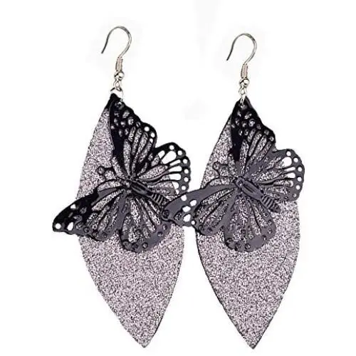 Womens Butterfly Dangle Earrings, Long Hollow Flying Animal Butterfly Drop Hook Earrings Fashion Jewelry