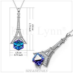 Kate Lynn Gifts for Her Valentines Day Eiffel Tower Pendant Necklace Crystals Jewelry for Girlfriend Daughter Friends Female with Gift Box, 17.5''+2''