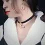Star Jewelry Classic Elegant Girls Plain Black Velvet Ribbon Heart Pendant Choker Necklace Extender Chain