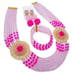 aczuv Nigerian Beads Jewelry Set African Necklaces for Women Crystal Bridal Wedding Jewelry Sets