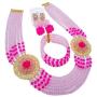 aczuv Nigerian Beads Jewelry Set African Necklaces for Women Crystal Bridal Wedding Jewelry Sets