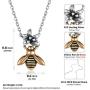Vintage 925 Sterling Silver & Brass Cute Bee Flower Pendant Necklace Animal Jewelry for Women Girls