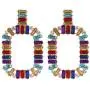 Colorful Rhinestone Square Hoop Earrings Hollow Circle Crystal Earrings Dangle for Women Girls Jewelry Gifts(01) Colorful Rhinestone Square Hoop Earrings Hollow Circle Crystal Earrings Dangle for Women Girls Jewelry Gifts(01)