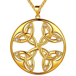 beautlace Celtic Knot Necklaces Silver/18K Gold/Black Gun Plated Round Good Luck Irish Celtic Knot Vintage Knot Pendant Birthday Gift for Women Men KP0138