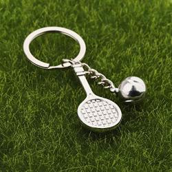 BAUNA Tennis Racket Keychain with Ball Charm Sport Key Ring Jewelry for Tennis Players Tennis Coaches