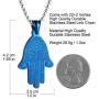 HZMAN Stainless Steel Egyptian Eye Fatima Hamsa Hand Pendant Necklace Success and Protection Lucky