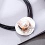 Big Bead Crystal Pendant Fashion Jewelry Black Leather Necklace for Women Chokers
