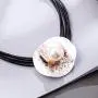 Big Bead Crystal Pendant Fashion Jewelry Black Leather Necklace for Women Chokers Big Bead Crystal Pendant Fashion Jewelry Black Leather Necklace for Women Chokers