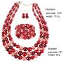 HaHaGirl Faux Pearl Strands Mix Color Tone Jewelry Sets for Women Include Necklace Bracelet and Earrings Set