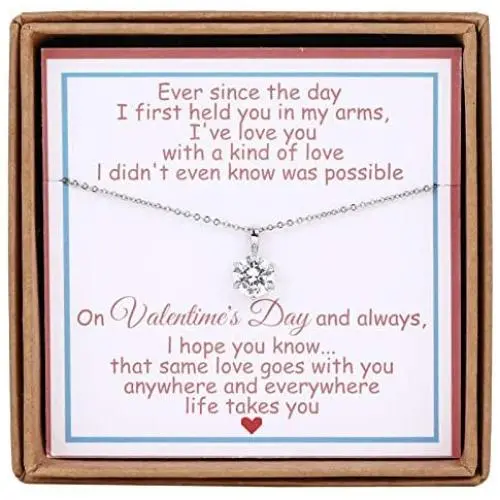 Giuesytic Cubic Zirconia Necklaces for Daughter Granddaughter Niece Necklace Valentines Day for Kids Birthday Gifts with Valentines Day Cards & Gift Box