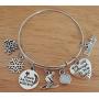 Kits Kiss Skiing Bracelet, Skiing Jewelry, Skier Bracelet, I Love to Ski Bracelet, Skier Charm, Snowflake Charm, Dream Believe Achieve Charm, Gift for Skier, Sports Bracelet, Skiing Bangle Bracelet