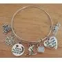 Kits Kiss Skiing Bracelet, Skiing Jewelry, Skier Bracelet, I Love to Ski Bracelet, Skier Charm, Snowflake Charm, Dream Believe Achieve Charm, Gift for Skier, Sports Bracelet, Skiing Bangle Bracelet