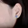 Lanmi 14K White Yellow Gold Genuine Tanzanite Diamond Dangle Drop Earrings Studs for Women Ladies Engagement Wedding