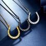 beautlace Horseshoe Necklace 18K Gold/Silver/Black Gun Plated Equestrian Horseshoe Pendant Horseback Riding Jewelry Gift for Men and Women KP0162