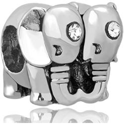 Q&Locket Mother Daughter Love Charm Crystal Animal Beads for Bracelets Good Luck Elephant Charms