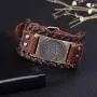 VASSAGO Gothic Pagan The Sigil of Archangel Uriel Seal of Solomon Amulet Metal Connector Brown Leather Bracelet