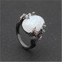 HSQYJ Vintage Plum Blossom Tree Ring Enamel Oval Natural Stone Wedding Engagement Anniversary Party Rings Simple Fashion Creative Jewelry for Women Girl Gift