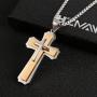 HZMAN Fashion Polished Diverse Men and Women Religious Cross Christian Stainless Steel Necklace Pendant 22+2 Inch Chain