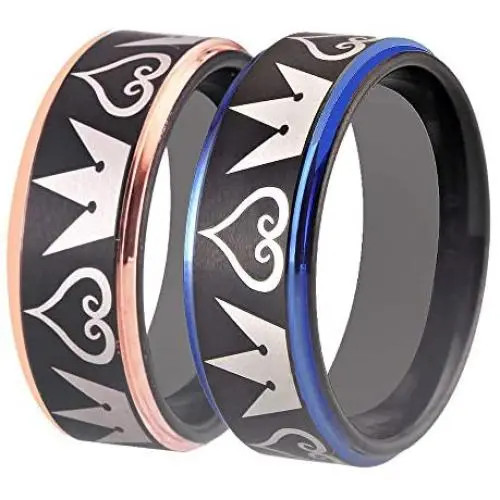 Cosplay Jewelry 8mm Width Kingdom Hearts & Crowns Design Ring Wedding Ring Engagement Ring-Free Inside Engraving Cosplay Jewelry 8mm Width Kingdom Hearts & Crowns Design Ring Wedding Ring Engagement Ring-Free Inside Engraving