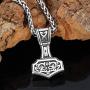 GuoShuang Nordic Viking Mjolnir Thor Hammer Valknut Stainless Steel Necklace for Men with Valknut Gift Bag