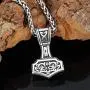 GuoShuang Nordic Viking Mjolnir Thor Hammer Valknut Stainless Steel Necklace for Men with Valknut Gift Bag
