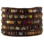 Chan Luu Multi Stone Wrap Bracelet on Brown Leather