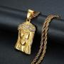 Lee Island Fashion 24K Gold Plated CZ Lord Jesus Pendant Stainless Steel Necklace, 24 Inch Chain Christian Jewelry