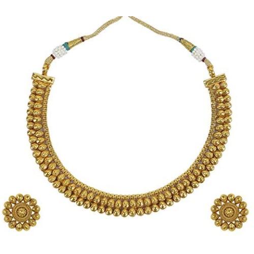 MUCH-MORE Traditional South Indian Style Necklace Earrings for Wedding And Party Wear for Girls And Women