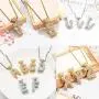 HECHUANG Initial Letter Pendant Necklace Women Simulated Diamond Name Chain Necklace Gold Silver Rope Chain HECHUANG Initial Letter Pendant Necklace Women Simulated Diamond Name Chain Necklace Gold Silver Rope Chain