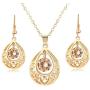 Majesto Jewelry Set Teardrop Necklace Pendant Earrings for Women Teen Little Girls Gift 18K Gold Plated