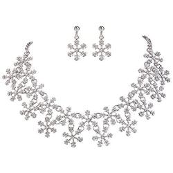 EVER FAITH Lots Snowflake Austrian Crystal Necklace Earrings Set