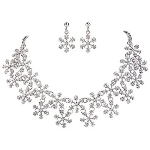EVER FAITH Lots Snowflake Austrian Crystal Necklace Earrings Set EVER FAITH Lots Snowflake Austrian Crystal Necklace Earrings Set