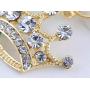 Alilang Clear Crystal Rhinestone Gold Emperor Royal Crown King Queens Pendant Necklace