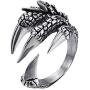 316L Stainless Steel Vintage Silver Dragon Claw Adjustable Opening Ring