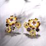 Santuzza Sunflower Drop Earrings Genuine 925 Sterling Silver Gorgeous Yellow Nano Cubic Zirconia Handmade Enamel Earring Jewelry For Women
