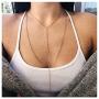 Yfe Gold Layering Necklace Choker Double Layered Necklace Tassel Pendent Necklace Choker for Women and Girls Y Necklace (Double Layer)