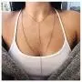 Yfe Gold Layering Necklace Choker Double Layered Necklace Tassel Pendent Necklace Choker for Women and Girls Y Necklace (Double Layer)
