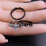 MABELLA Black Wedding Engagement Ring Set Stainless Steel Marquise Cubic Zirconia Gifts for Women