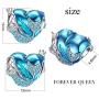 FOREVER QUEEN Mermaid Charms fit Pandora Charms Bracelet 925 Sterling Silver Charms Bead CZ Heart Shape Blue Enamel Bead Ocean Sea Charm for Snake Bracelets Necklace Women Girls Gift (Mermaid Charm)