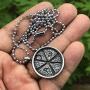 CHI-RHO Constantine Christian Jewelry Monogram Christogram XP Cross Chirho Jesus Christ name bible verse JN8:12 pewter Mens Pendant Necklace Protection Amulet Lucky Charm Medallion Silver ball Chain
