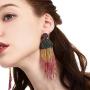 Luluping Long Beaded Tassel Earrings – Big Boho Native Handmade Bead Dangle Earrings for Women, Bohemian Large Statement Beaded Drop Fringe Earrings